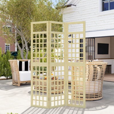 B&Q -  3-Panel Wooden Garden Privacy ScreenNatural Wood Finish