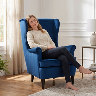 B&Q -  Wingback ChairModern Accent Chair For Living Room BedroomBlue