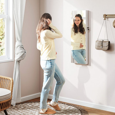 Homcom Door Hanging Or Wall Mounted Jewellery Cabinet W/ Mirror Black Lining from B&Q