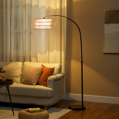 Homcom Floor Lamp For Living Room, Standing Lamp With Foot Switch, Black