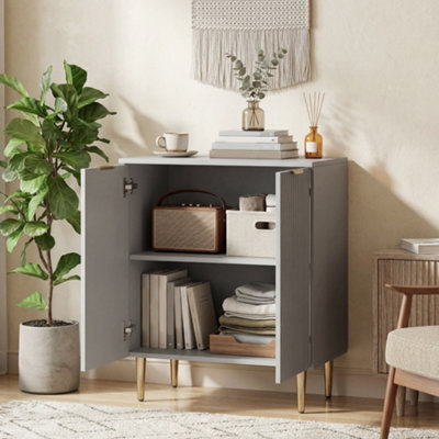 Homcom Unisex Grey Sideboard Buffet Cabinet With 2 Doors And Adjustable Shelf, - Image 7
