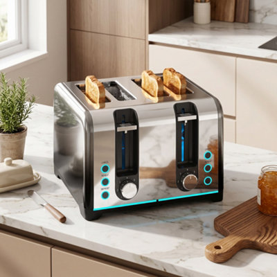 B&Q -  4 Slice Toaster With 7 Browning LevelsReheatDefrost And Cancel