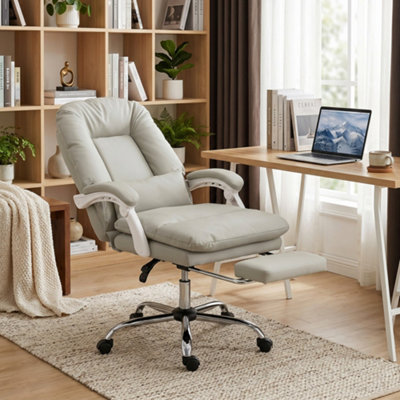 Homcom Reclining Office ChairDesk Chair With Lumbar SupportKhaki from B&Q