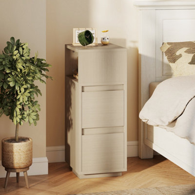 B&Q -  Slim Bedside TableBedside Cabinet With Open Shelf And 2 Drawers