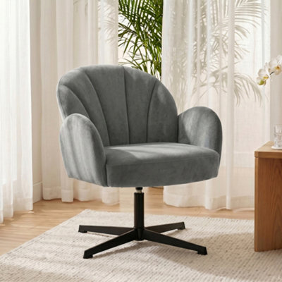 Homcom Modern Accent ChairShell Swivel ArmchairGrey from B&Q