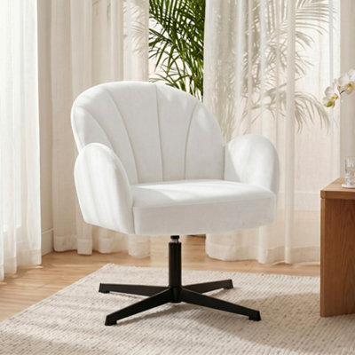 Homcom Modern Accent ChairShell Swivel ArmchairCream from B&Q
