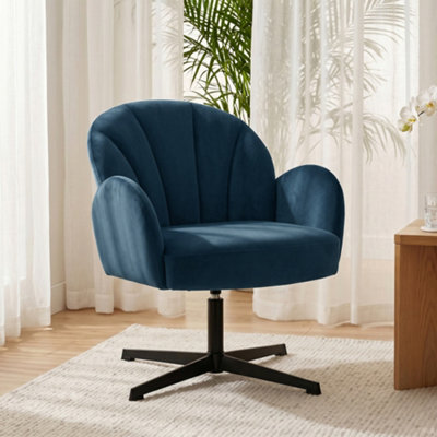 Homcom Modern Accent ChairShell Swivel ArmchairDark Blue from B&Q