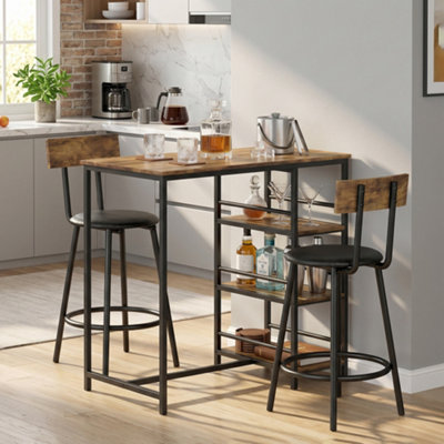 Homcom Space Saving Bar Table And Pu Leather Stools For 2Rustic Brown from B&Q
