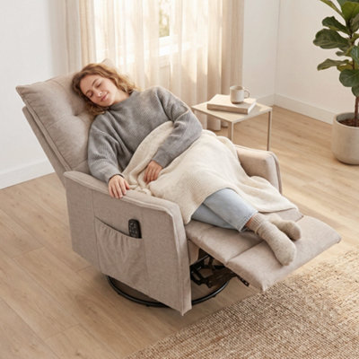 Homcom Massage Recliner ArmchairSwivel Rocking Recliner ChairBrown from B&Q
