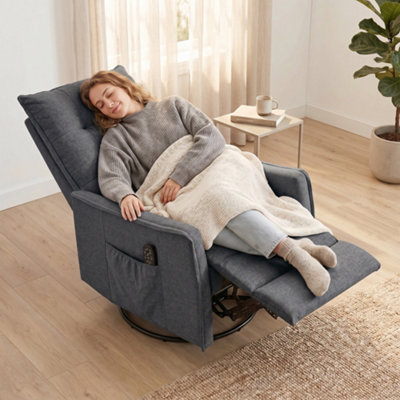 Homcom Massage Recliner ArmchairSwivel Rocking Recliner ChairDark Grey from B&Q