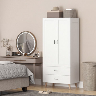 Homcom Wardrobe With 2 Drawers Hanging Rail180 Cm Storage ClosetWhite from B&Q