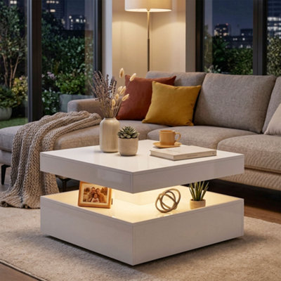Homcom Led Coffee Table With StorageModern Centre TableHigh Gloss White from B&Q