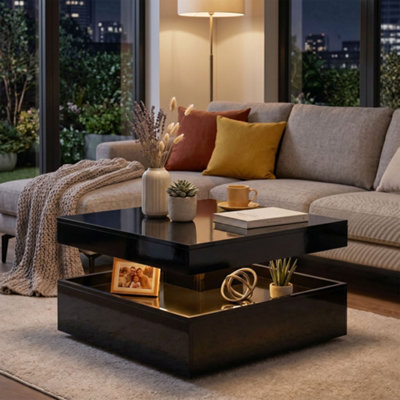 Homcom Led Coffee Table With StorageModern Centre TableHigh Gloss Black from B&Q