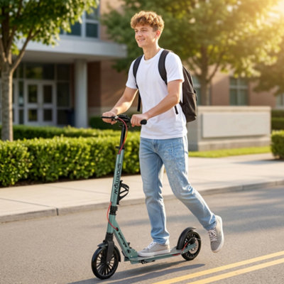 Sportnow Foldable Kick Scooter, Adult Scooters With Big Wheels, Silver Tone