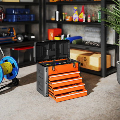 Homcom 4 Drawers Large Tool BoxSteel Toolbox With HandleOrange from B&Q