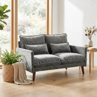 B&Q -  2 Seater SofaModern Loveseat With Spring CushionsWide SeatGrey