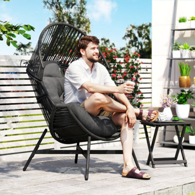 B&Q -  Standing Rattan Garden Egg Chair With HeadrestCharcoal Grey
