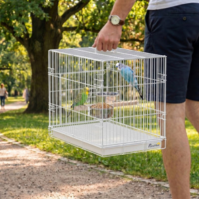 B&Q -  Bird Cage Foldable Portable With Top Handle White