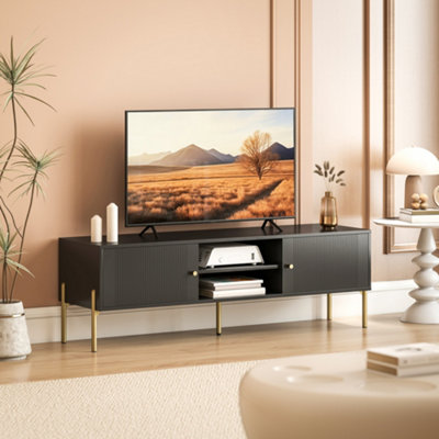 Homcom Unisex Black Tv Stand For Television Up To 65 Inch, Modern Entertainment Center In - Image 6