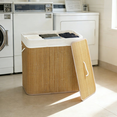 B&Q -  144L Laundry Basket With LidWashing Basket For BathroomBrown