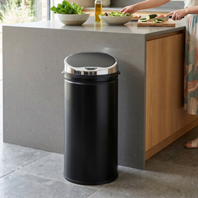 Rackhams Black 42L Sensor Bin, Stainless Steel Kitchen Bin With, Soft Close, - Image 8