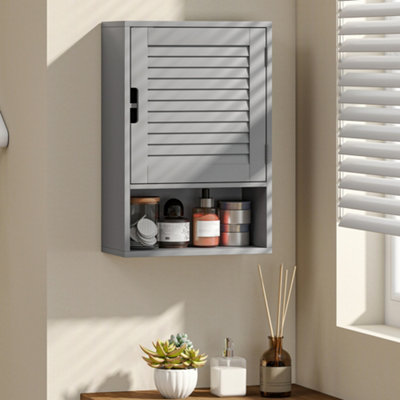Homcom Grey Bathroom Cabinet, Wall Mounted Cabinet With Adjustable Shelves,