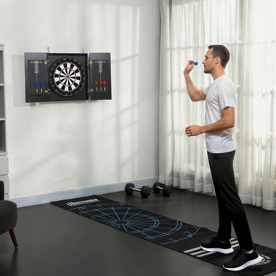 Bobobiy Black Bristle Dartboard With Cabinet, 6 Steel Tip Darts, Cabinet - Image 5
