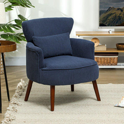 Rackhams Blue Corduroy Retro Accent Chair - Image 11