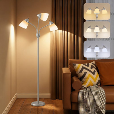 HOMCOM Arc Tree Floor Lamp with 3 Colour Temperature, 155cm, Silver Tone | 3 Adjustable Rotating Head, Industrial Standing Lamp, Steel Frame, for Bedroom, Living Room - Image 8