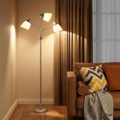 Rackhams Light/Silver Tree Floor Lamp With 3 Adjustable Standing Lamp, Tone - Image 8