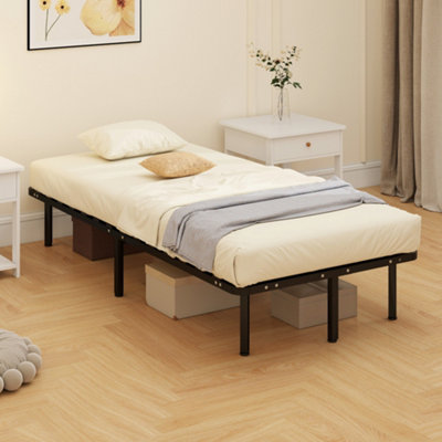 B&Q -  3Ft Single Bed FrameMetal Platform Bed Frame With 2 X 14 Wood Slats