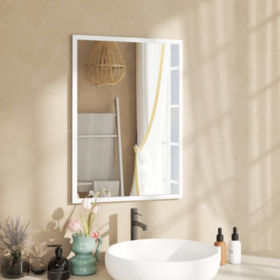 B&Q -  Wall-Mounted Bathroom MirrorDecorative RectangularWhite