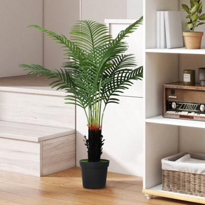 Homcom Artificial Areca Palm Tree With Pe Leaves And Flocked Soil 120Cm