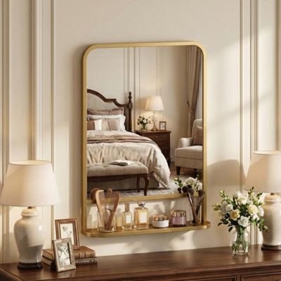 B&Q -  Rectangle Wall Mirror With Shelf 70 X 50 CmFor Living RoomBedroom