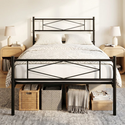 B&Q -  3Ft Single Bed Frame With Steel Slat SupportNoise-FreeBlack