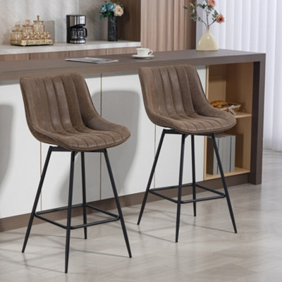 B&Q -  Swivel Bar Stools Set Of 2Pu Leather UpholsteryBrown