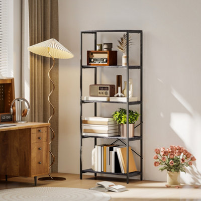 Homcom Industrial Bookshelf, Freestanding Bookcase, Dark Grey And Black - Image 8