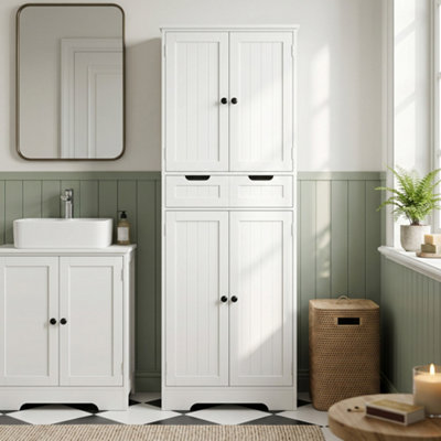 B&Q -  Bathroom Tall Cabinet With DrawerShelves And DoorsWhite