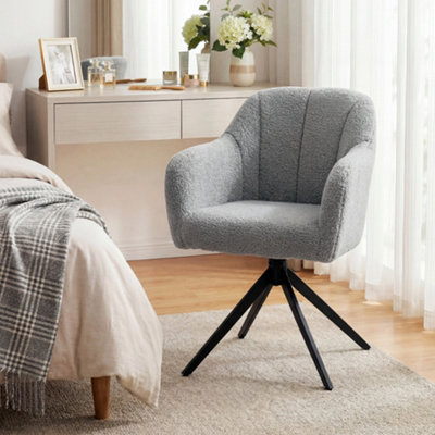 Homcom 360 Degree Swivel Accent ChairSnow Flannel ArmchairGrey from B&Q