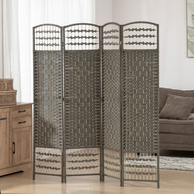 Homcom Dark/Grey 4 Panel Folding Privacy Screen With Pine Wood Frame, - Image 3