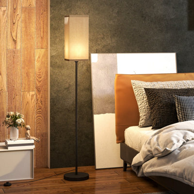 B&Q -  Floor LampModern Standing Lamp With Linen ShadeBlack