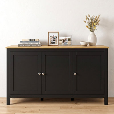B&Q -  Sideboard Buffet Storage CabinetStorage Cabinet With DoorsBlack