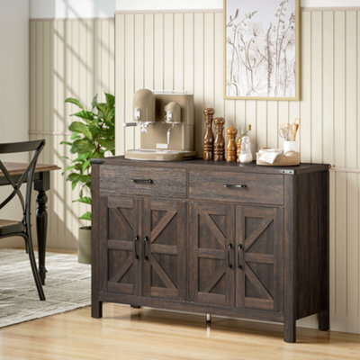 Homcom Dark/Brown Kitchen Cupboard With 4 Doors, 2 Drawers And 2 Shelves, - Image 8