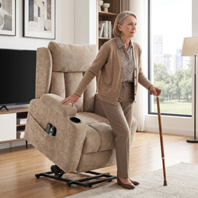 B&Q -  Power Recliner Chair W/ Massage And HeatElectric Lift ChairBrown
