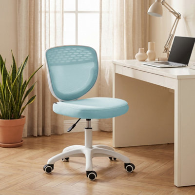 B&Q -  Armless Office Chair With Mesh BackLight Blue