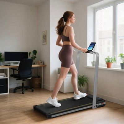 SPORTNOW Foldable Treadmill with Incline - Silver - Image 3