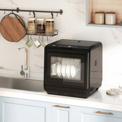 Homcom Countertop Dishwasher With Dual Water Supply And 6 ProgramsBlack from B&Q