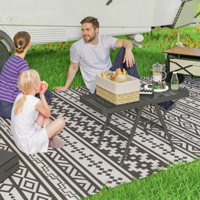 Outsunny 3 Ft Folding Camping Table W/ Adjustable Heights & Mesh Desktop