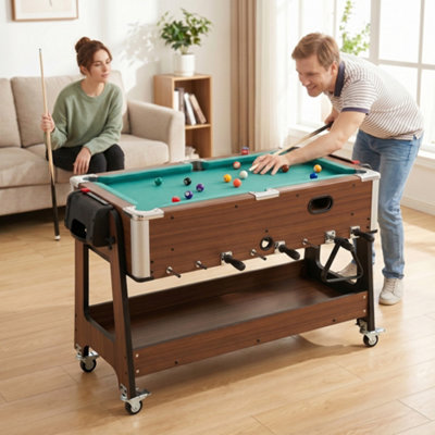 B&Q -  3 In 1 Reversible Multi Game Table With Lockable Wheels And Shelf