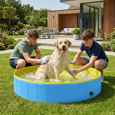 Pawhut Dog Pool Dog Bath Tub Dog Paddling PoolBlue160 X 30Cm from B&Q